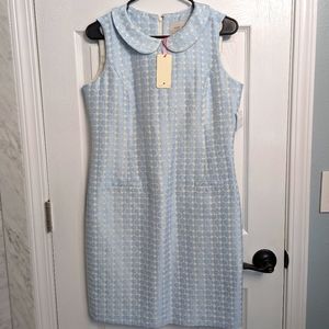 NWT Baby Blue and Ivory Peter Pan Collar Sheath Dress